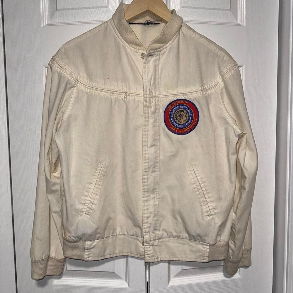 Vintage 1970s IBEW AFL-CIO work bomber jacket size medium